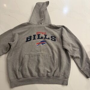 NFL Team Apparel Buffalo Bills Hoodie Heather Gray Pullover Mens L Logo